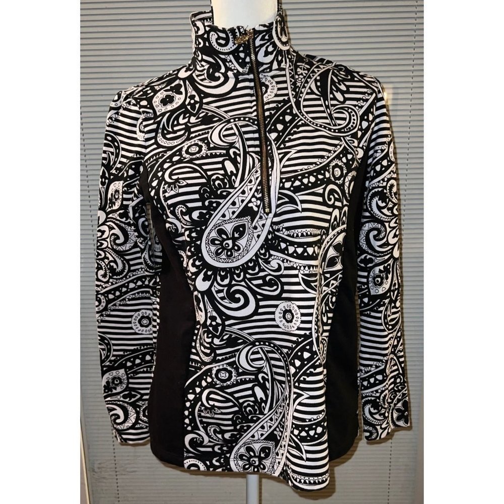 Jones New York Abstract Half Zip Top -- Small